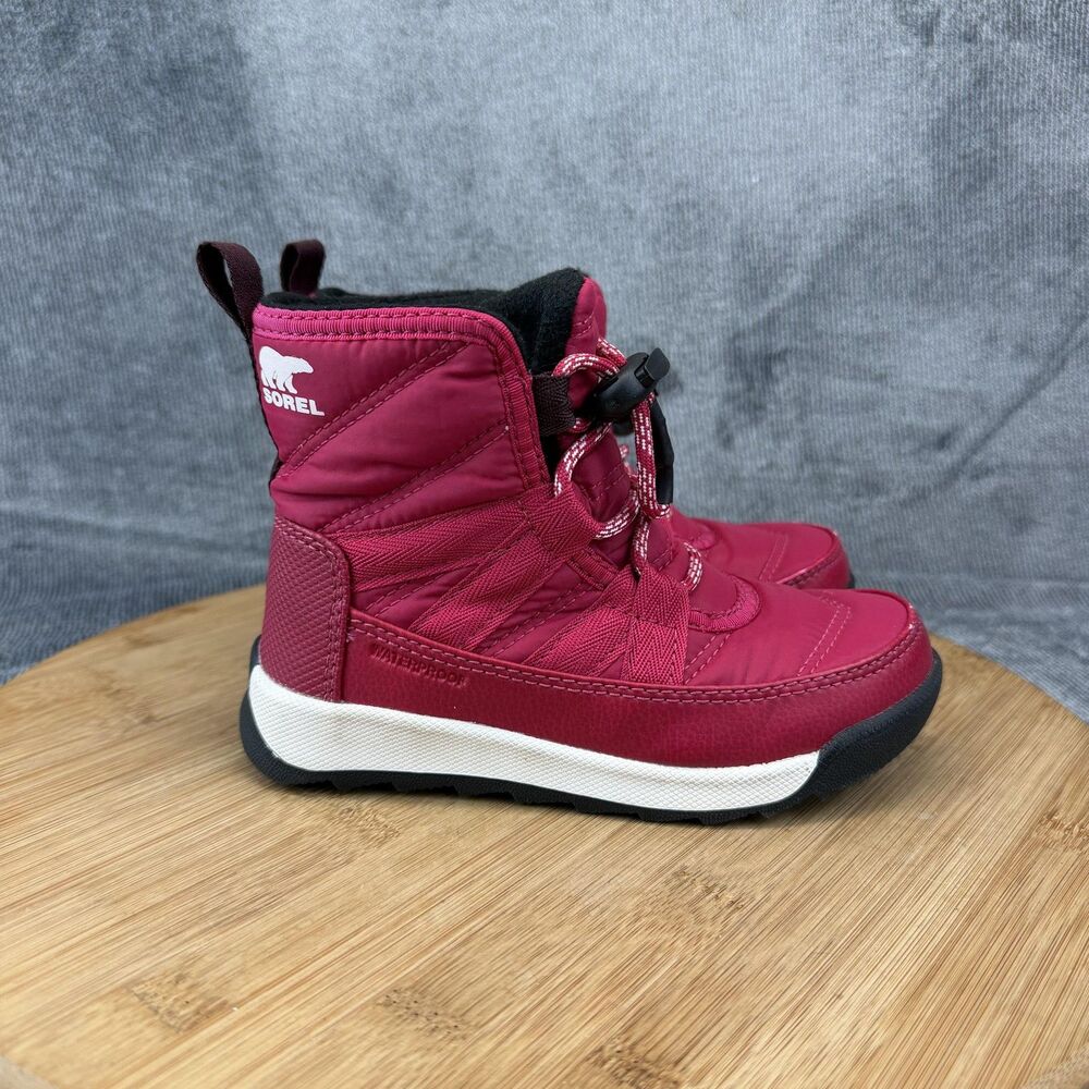Sorel Snow Boots Boys Size 10 Pink Waterproof Insulated Winter 1941972